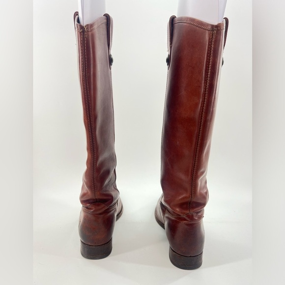 Frye Melissa Pulltab Riding Boots Brown Cognac Leather Size 7.5 77167 - Picture 6 of 16